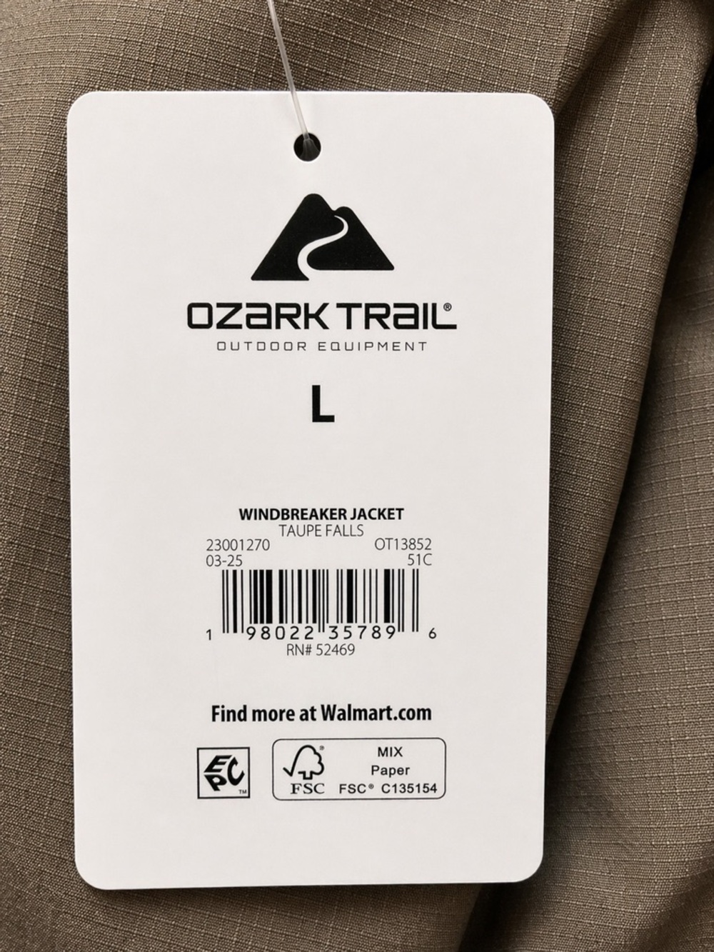 NWT Ozark Trail Windbreaker Jacket L Taupe Hooded Lightweight - Picture 11 of 14